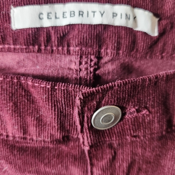 Celebrity Pink Corduroy Burgundy Hi Rise Flare Frayed Hem Pants-Size 19/34 (NWT) - Picture 6 of 10